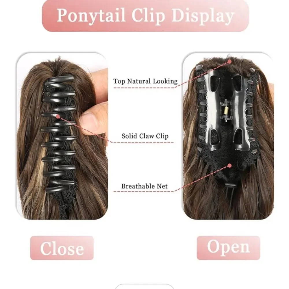 Ponytail Extension 12inch Natural Curly Wave Synthetic Hairpiece Highlight Claw